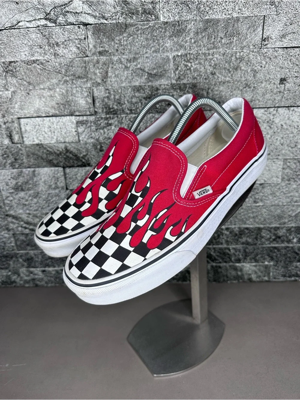 Vans Classic Slip-on Checker Flame Racing Red M9.5/W11